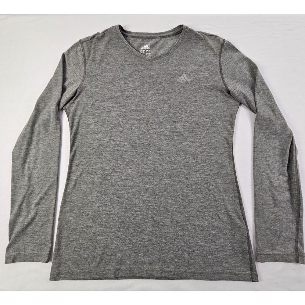 adidas Climalite Gray Long Sleeve Polyester Blend T-Shirt Women's M
